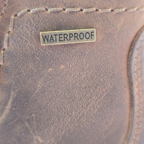 Clarks Ramie Brown Leather Ankle Boots 7.5M Side Zip Block Heel Booties - Picture 5 of 8